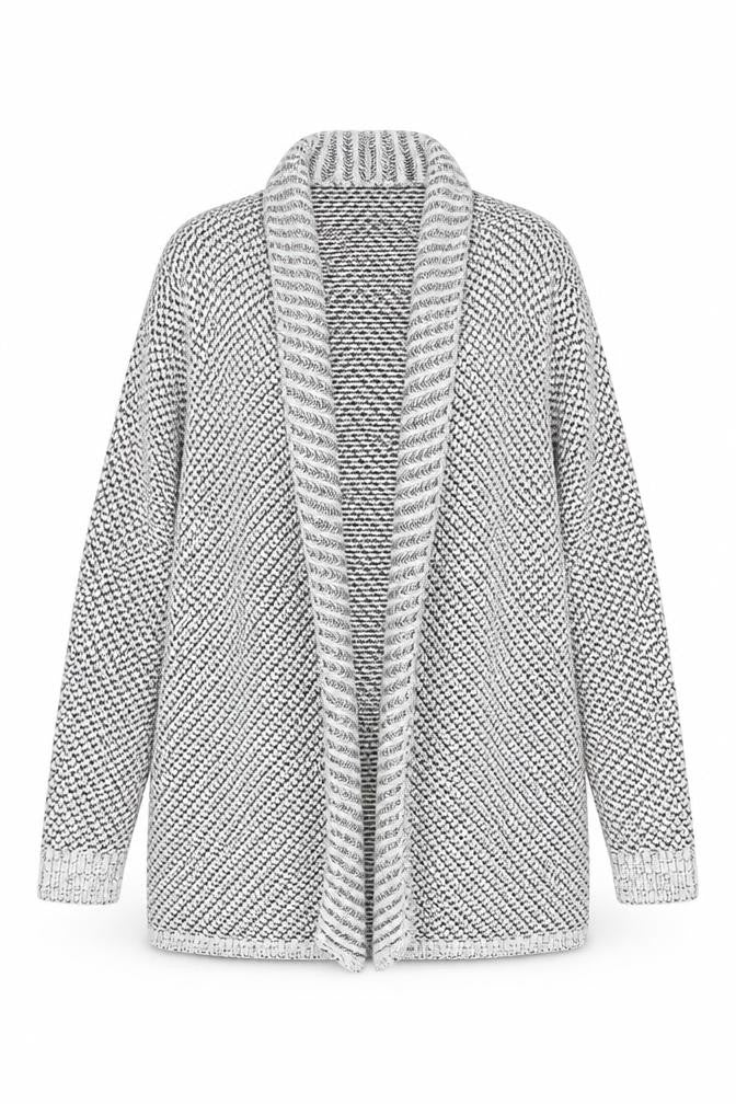 Reiss Women's Grey Cotton Blend Chunky Knit Open Cardigan Size M