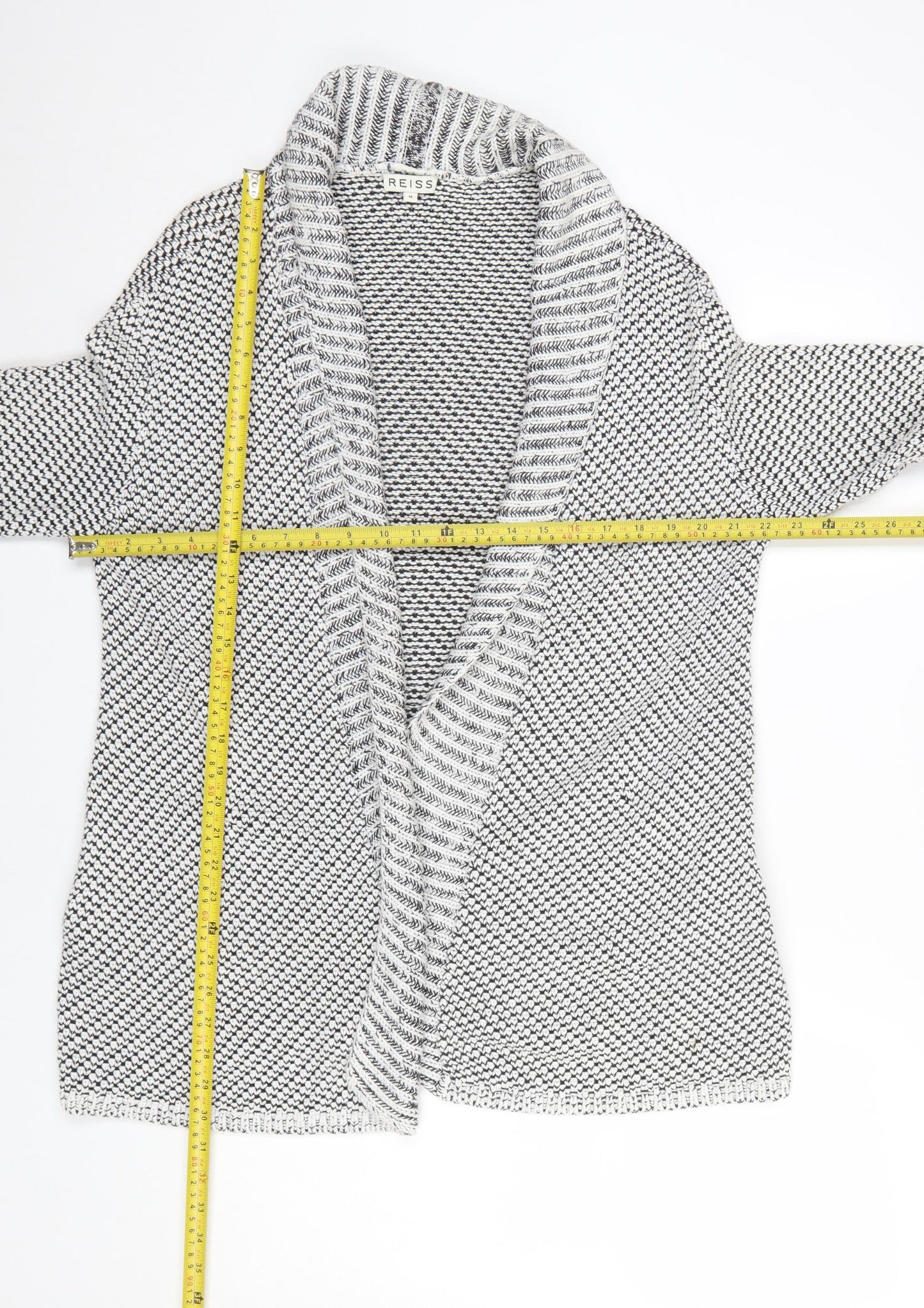 Reiss Women's Grey Cotton Blend Chunky Knit Open Cardigan Size M