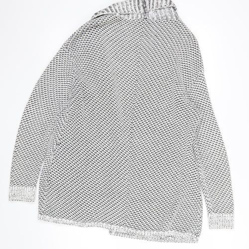 Reiss Women's Grey Cotton Blend Chunky Knit Open Cardigan Size M