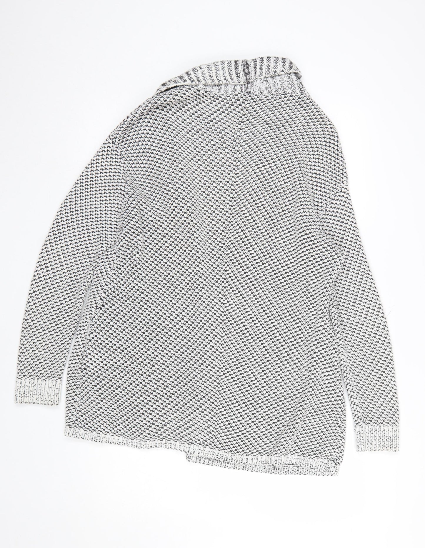 Reiss Women's Grey Cotton Blend Chunky Knit Open Cardigan Size M