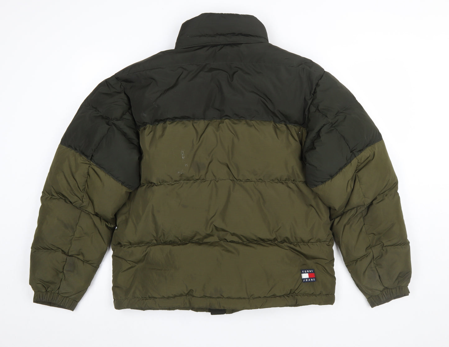 Tommy Jeans Men's Green Puffer Jacket Size S Full Zip Winter Coat