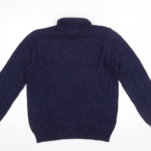 Reiss Womens Blue Roll Neck Knit Jumper Size M Cotton Wool Blend
