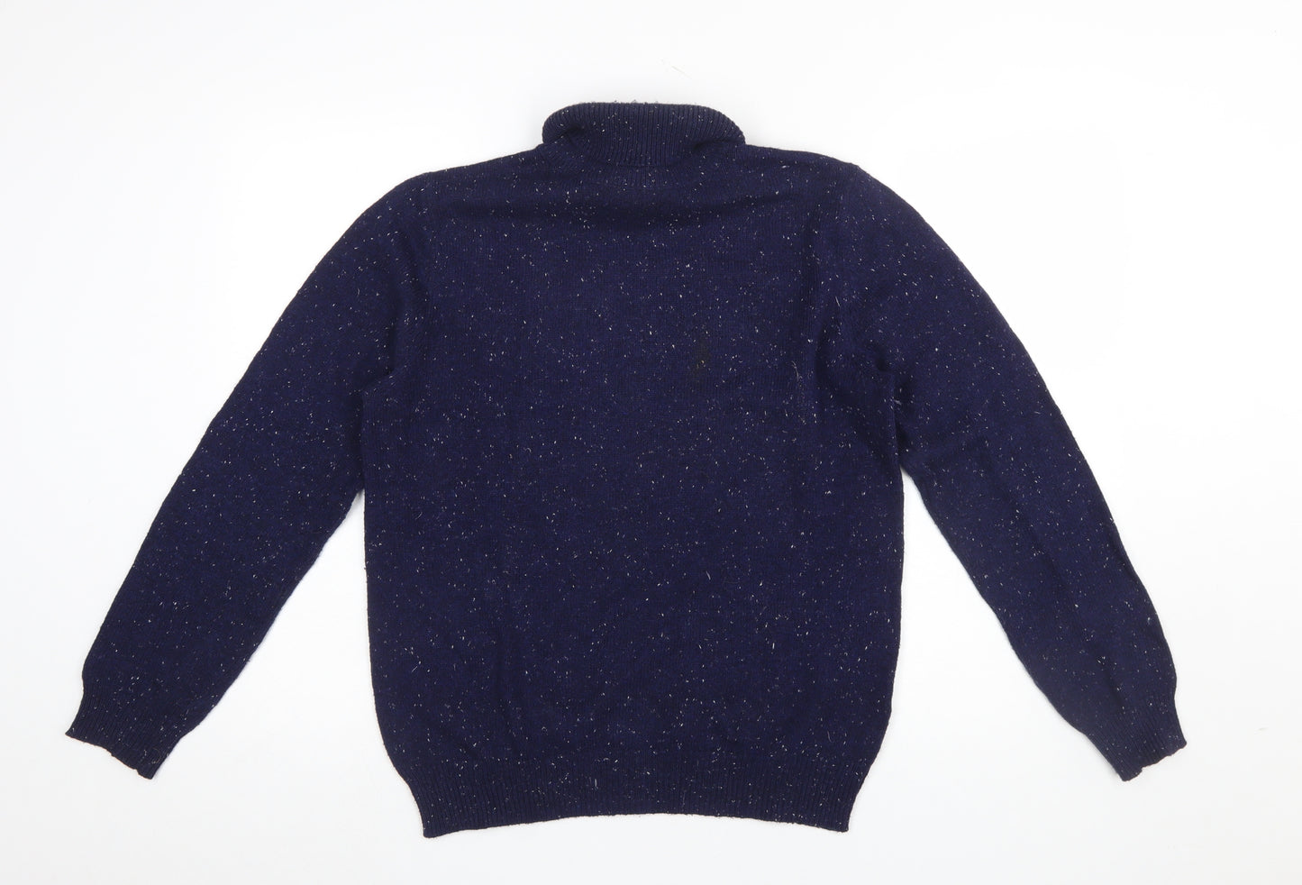 Reiss Womens Blue Roll Neck Knit Jumper Size M Cotton Wool Blend