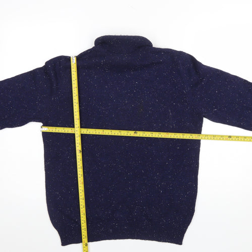 Reiss Womens Blue Roll Neck Knit Jumper Size M Cotton Wool Blend