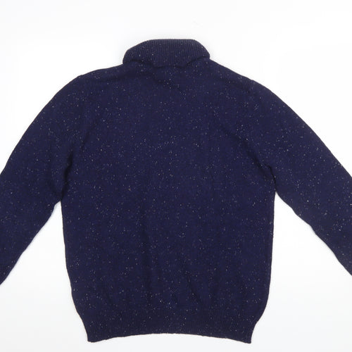 Reiss Womens Blue Roll Neck Knit Jumper Size M Cotton Wool Blend