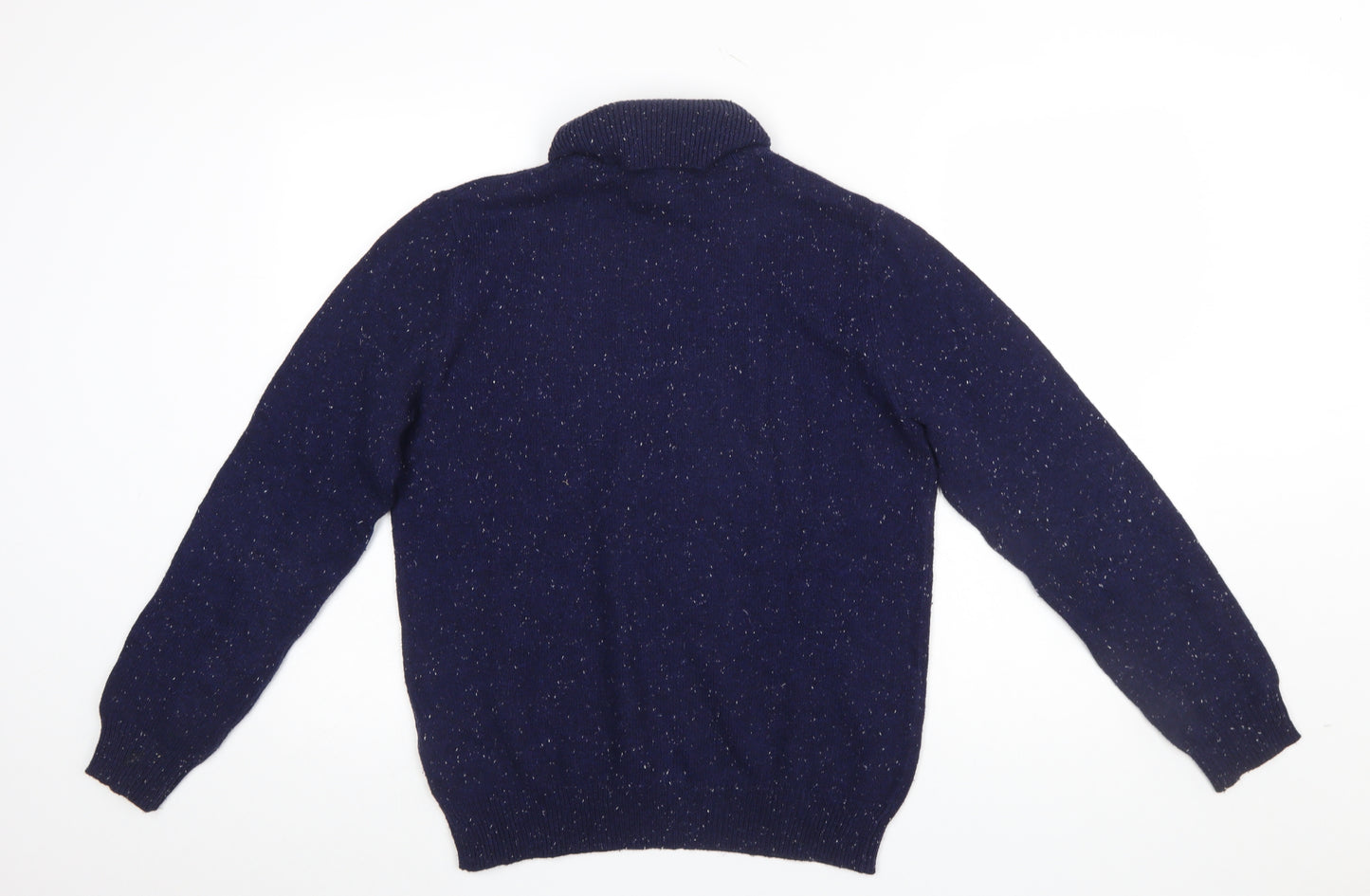 Reiss Womens Blue Roll Neck Knit Jumper Size M Cotton Wool Blend