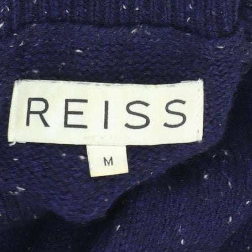 Reiss Womens Blue Roll Neck Knit Jumper Size M Cotton Wool Blend