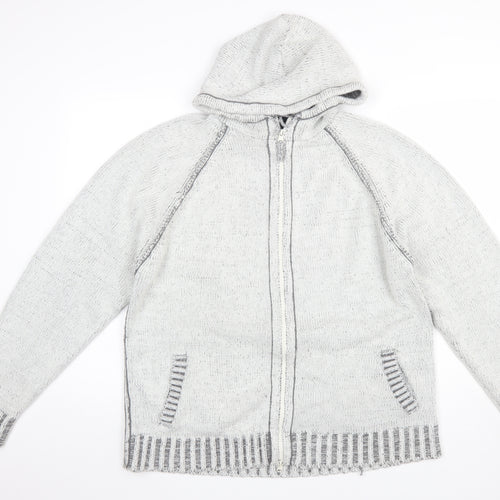 Lewis & Finch Men's Grey XL Full Zip Hooded Knit Jumper