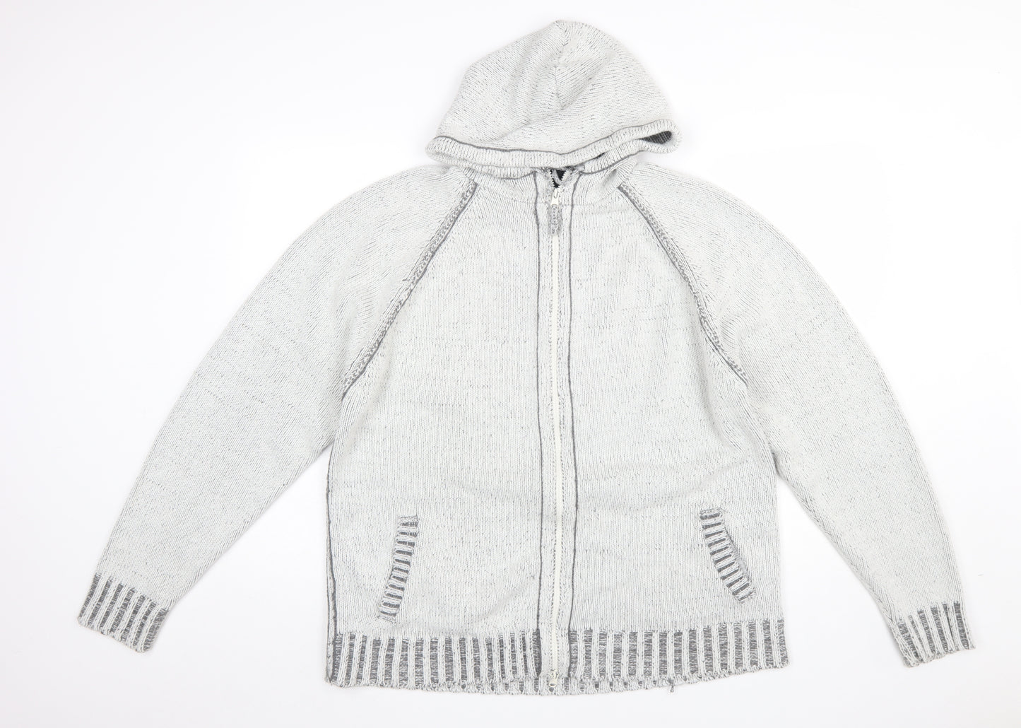 Lewis & Finch Men's Grey XL Full Zip Hooded Knit Jumper