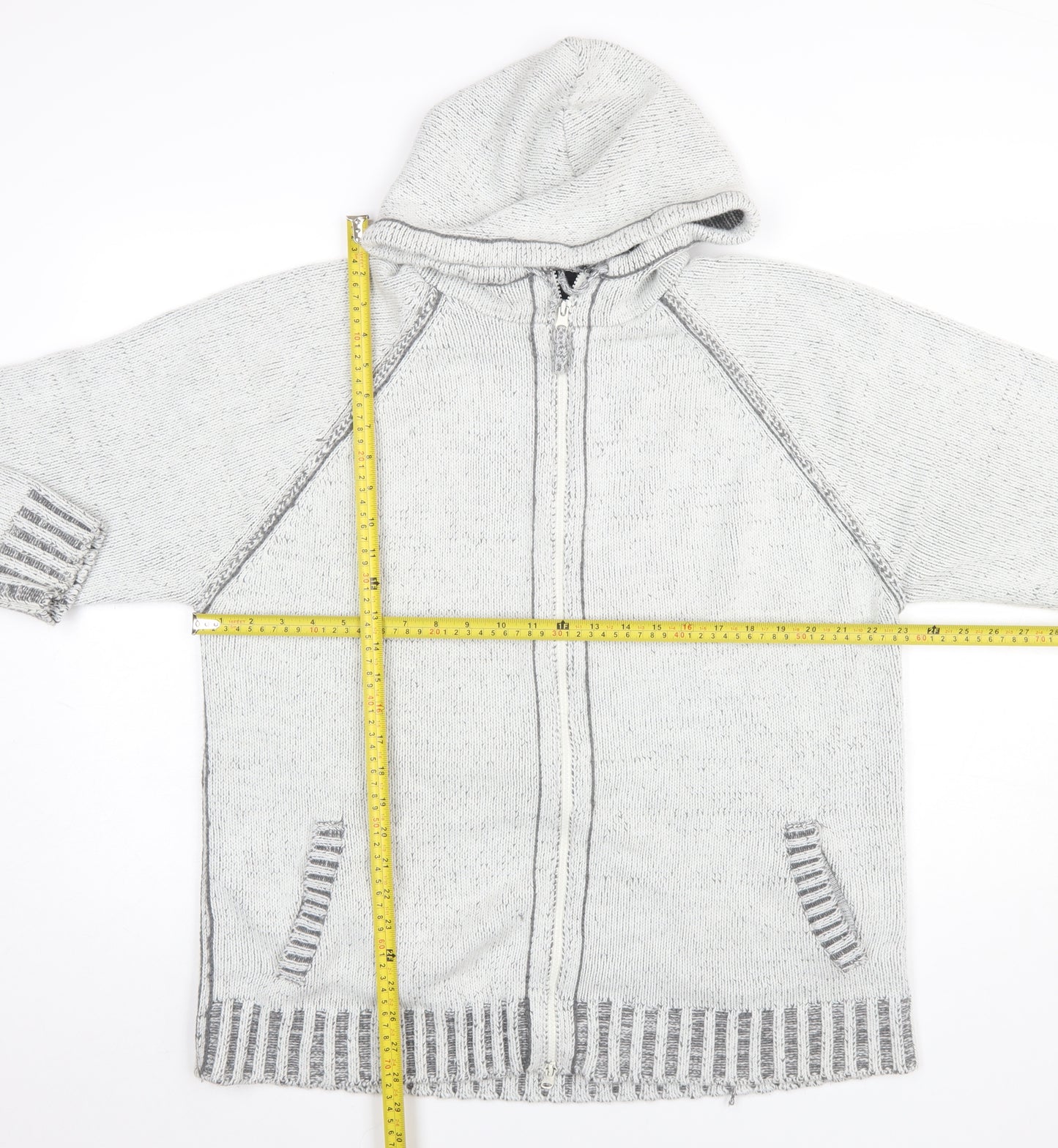 Lewis & Finch Men's Grey XL Full Zip Hooded Knit Jumper