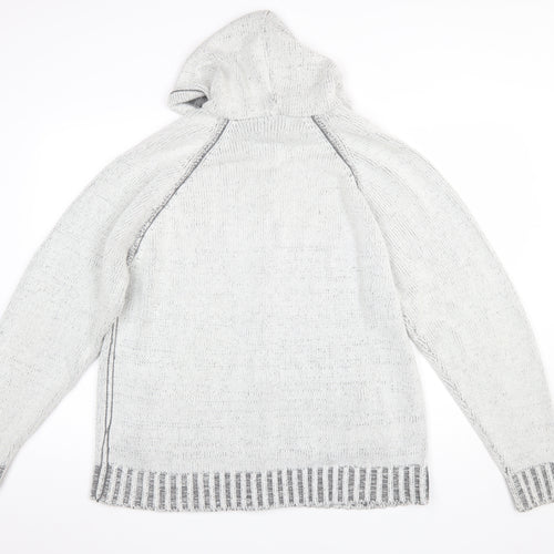 Lewis & Finch Men's Grey XL Full Zip Hooded Knit Jumper