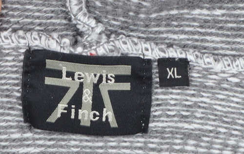 Lewis & Finch Men's Grey XL Full Zip Hooded Knit Jumper