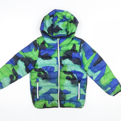 NEXT Boys Multicoloured Camouflage Puffer Jacket 5 Years Hooded Winter Coat