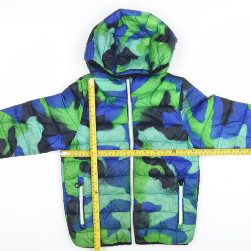 NEXT Boys Multicoloured Camouflage Puffer Jacket 5 Years Hooded Winter Coat