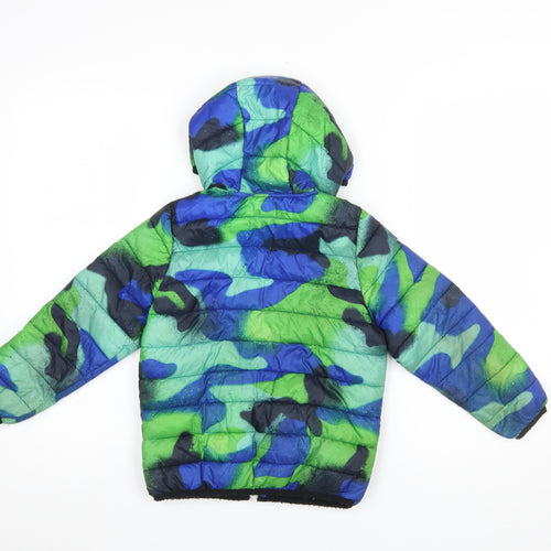 NEXT Boys Multicoloured Camouflage Puffer Jacket 5 Years Hooded Winter Coat