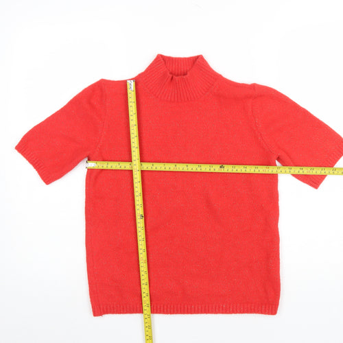 Marks and Spencer Womens Red Mock Neck Short Sleeve Knit Jumper Size S