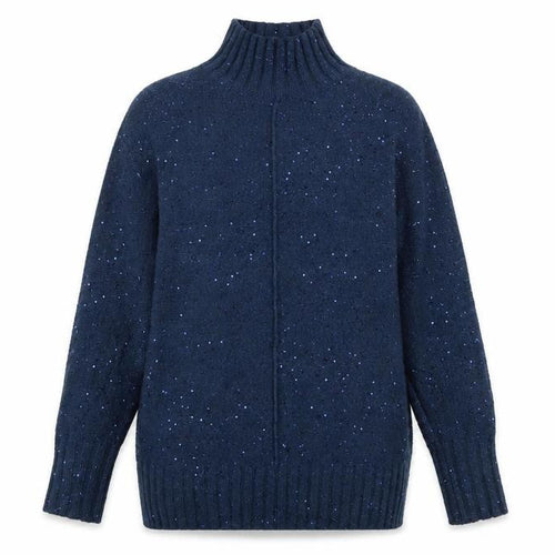M&Co Women’s Blue Mock Neck Sparkle Knit Jumper Size 10