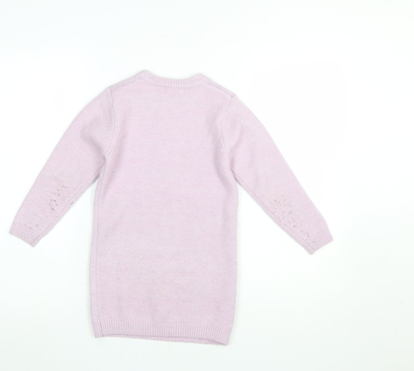 Primark Girls Pink Unicorn Sequin Jumper Dress 6-7 Years Long Sleeve Knit