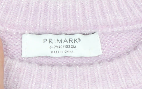 Primark Girls Pink Unicorn Sequin Jumper Dress 6-7 Years Long Sleeve Knit