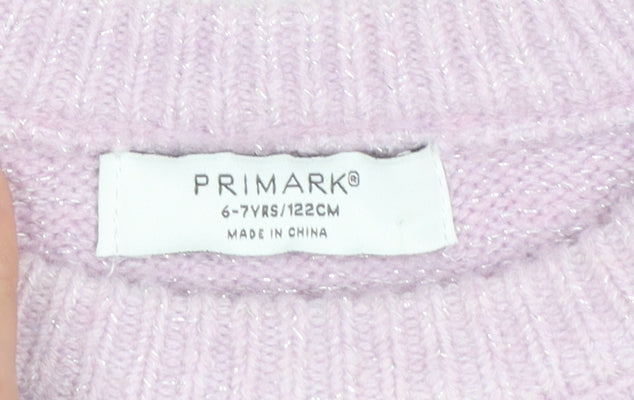 Primark Girls Pink Unicorn Sequin Jumper Dress 6-7 Years Long Sleeve Knit