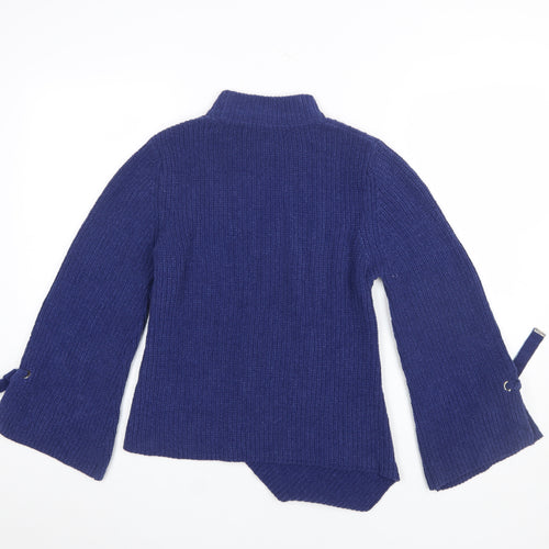 Moda Elementi Women Blue Mock Neck Wool Blend Jumper M