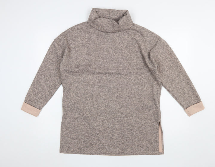 New Look Women Beige Roll Neck Long Sleeve Knit Jumper Size M