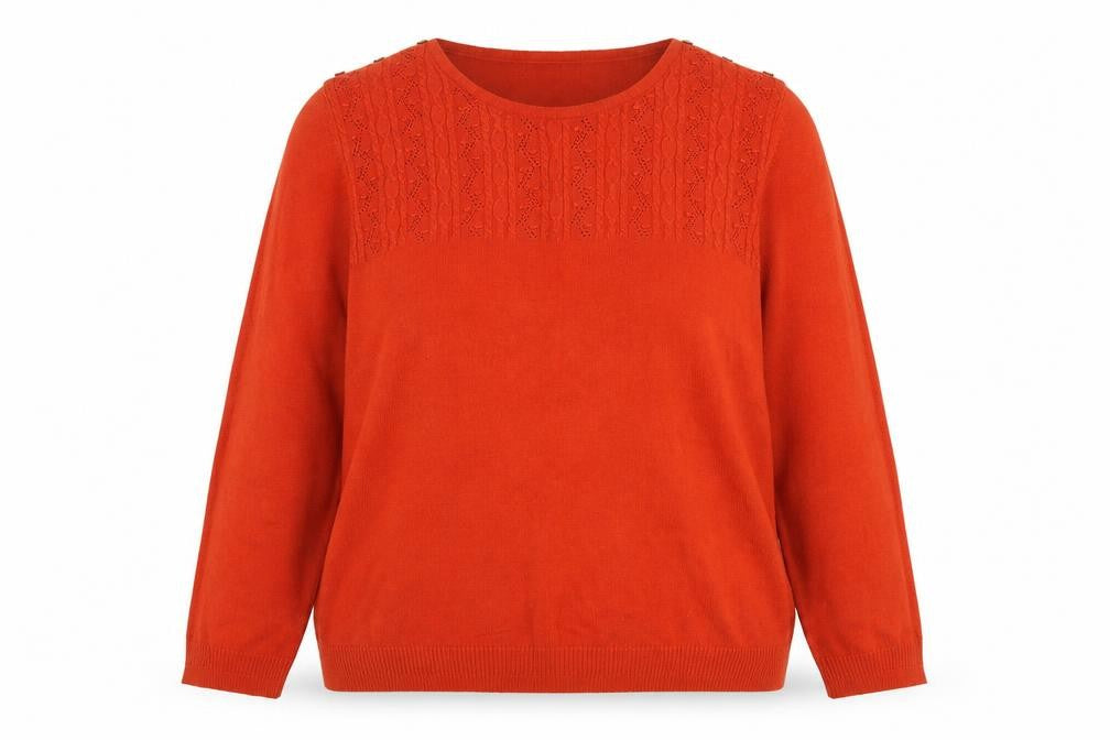 Isle Women's Orange Knit Crew Neck Long Sleeve Jumper Size 18-20