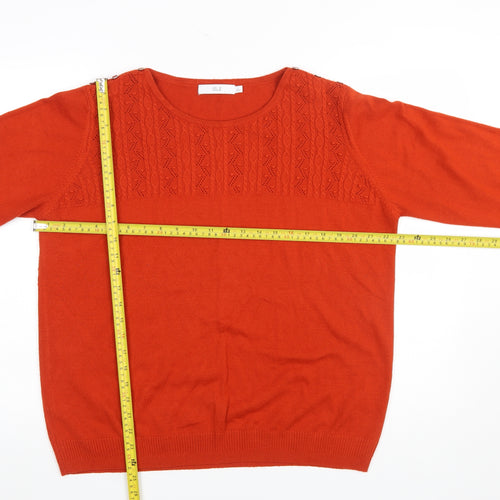 Isle Women's Orange Knit Crew Neck Long Sleeve Jumper Size 18-20