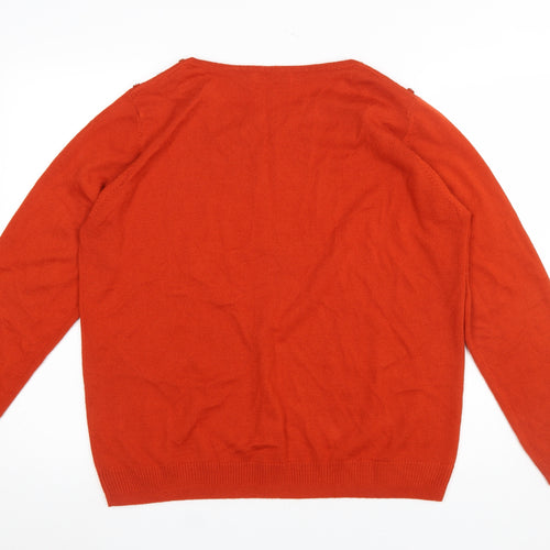 Isle Women's Orange Knit Crew Neck Long Sleeve Jumper Size 18-20