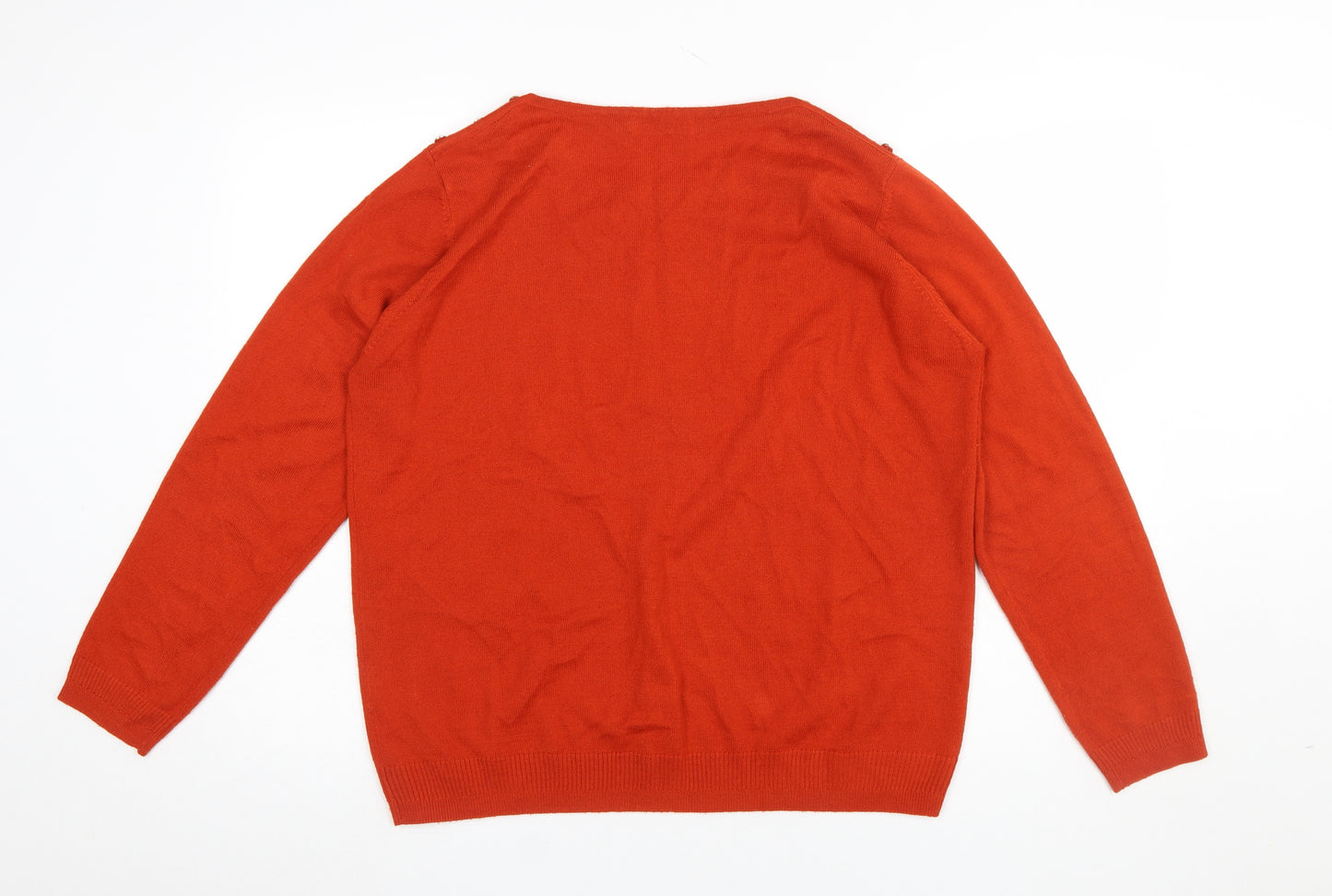 Isle Women's Orange Knit Crew Neck Long Sleeve Jumper Size 18-20