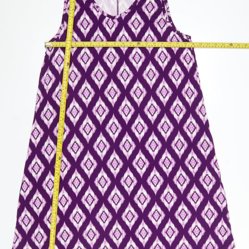 Bonmarché Women’s Purple Geometric A-Line Sleeveless Dress Size 16