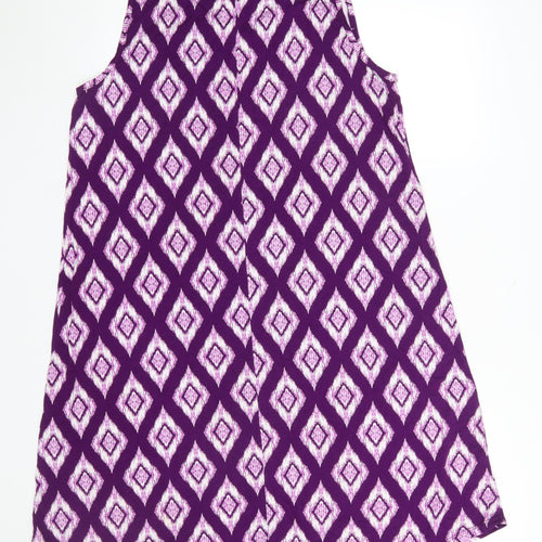 Bonmarché Women’s Purple Geometric A-Line Sleeveless Dress Size 16
