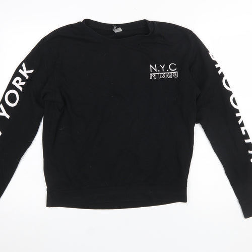 H&M Divided Womens Black NYC Brooklyn Pullover Sweatshirt M