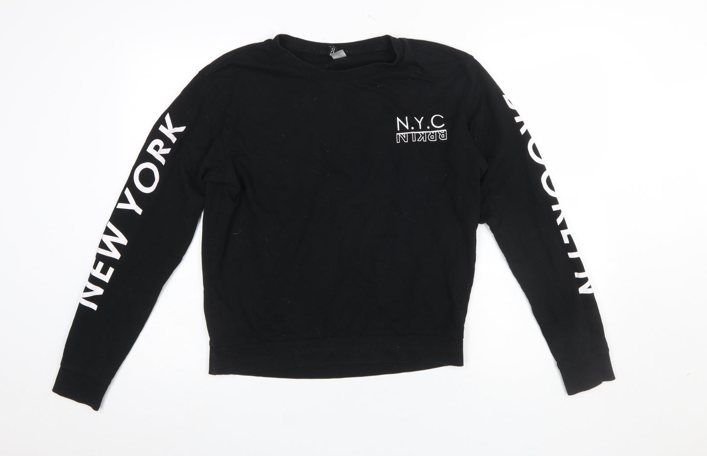 H&M Divided Womens Black NYC Brooklyn Pullover Sweatshirt M