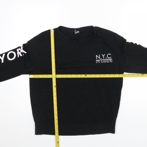 H&M Divided Womens Black NYC Brooklyn Pullover Sweatshirt M