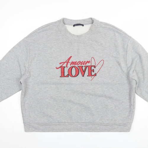Marks and Spencer Women’s Grey Marl Love Print Pullover Sweatshirt L