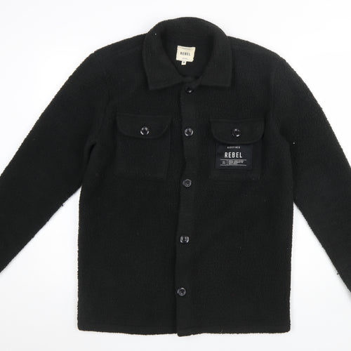 Redefined Rebel Men's Black Fleece Button Jacket Size M