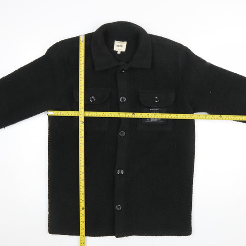 Redefined Rebel Men's Black Fleece Button Jacket Size M