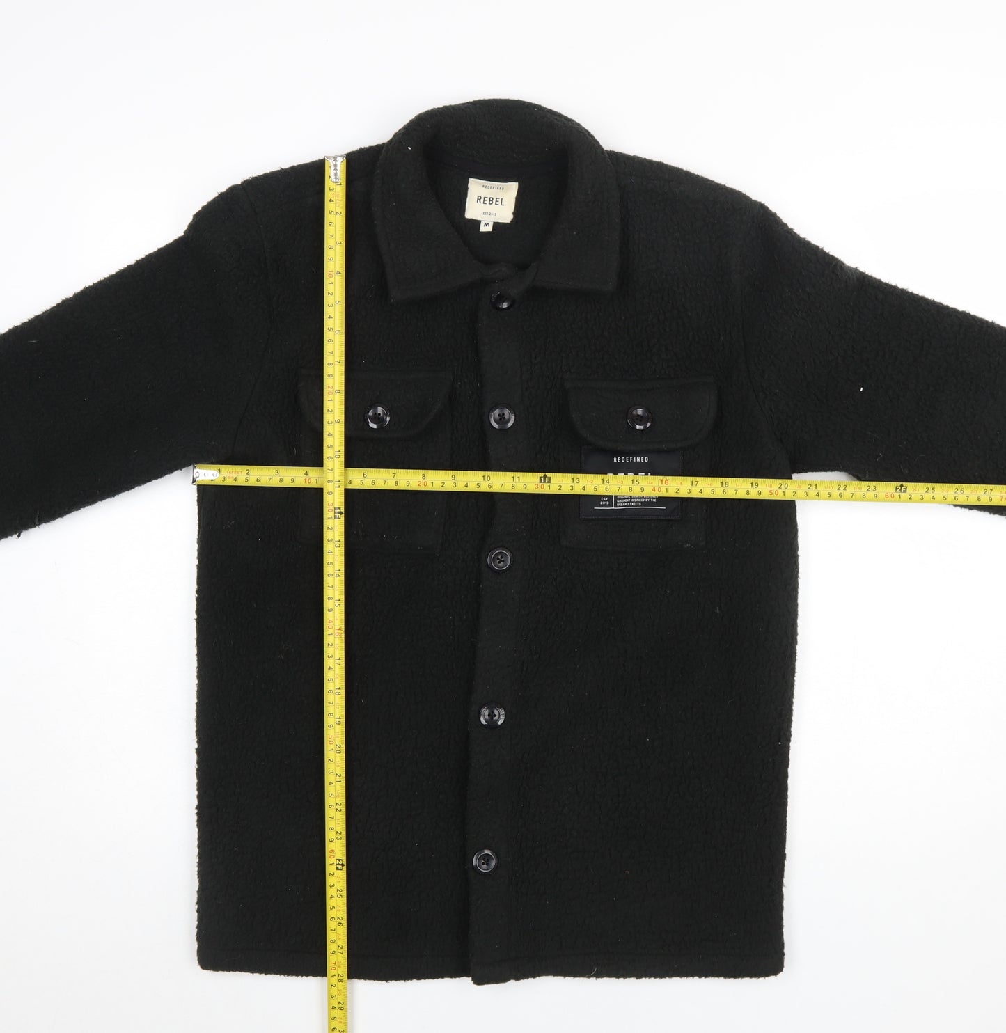 Redefined Rebel Men's Black Fleece Button Jacket Size M