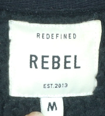 Redefined Rebel Men's Black Fleece Button Jacket Size M