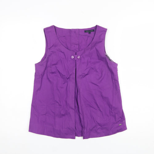 Tommy Hilfiger Women's Purple Sleeveless Cotton Blouse Size 10