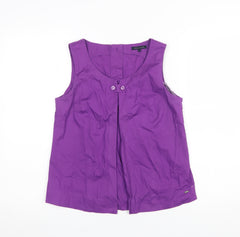 Tommy Hilfiger Women's Purple Sleeveless Cotton Blouse Size 10