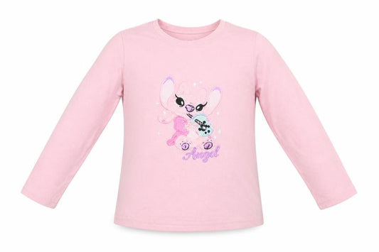 Disney Stitch Girls Pink Long Sleeve Nightshirt 6-7 Years 100% Polyester