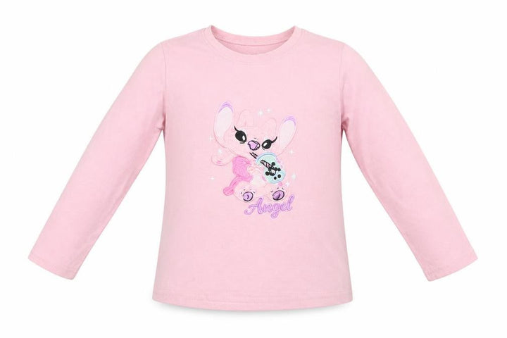 Disney Stitch Girls Pink Long Sleeve Nightshirt 6-7 Years 100% Polyester