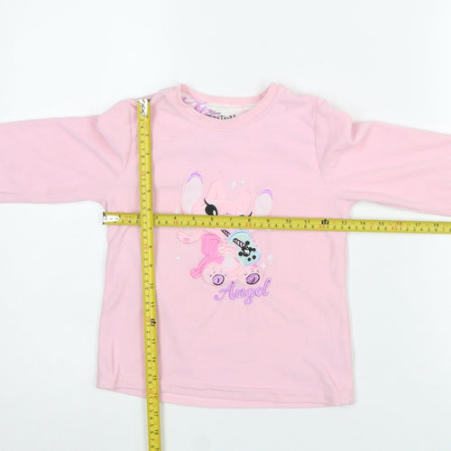 Disney Stitch Girls Pink Long Sleeve Nightshirt 6-7 Years 100% Polyester