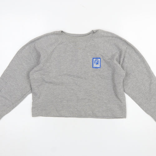 Miss Selfridge Womens Grey Cotton Blend Crew Neck Sweatshirt S/M