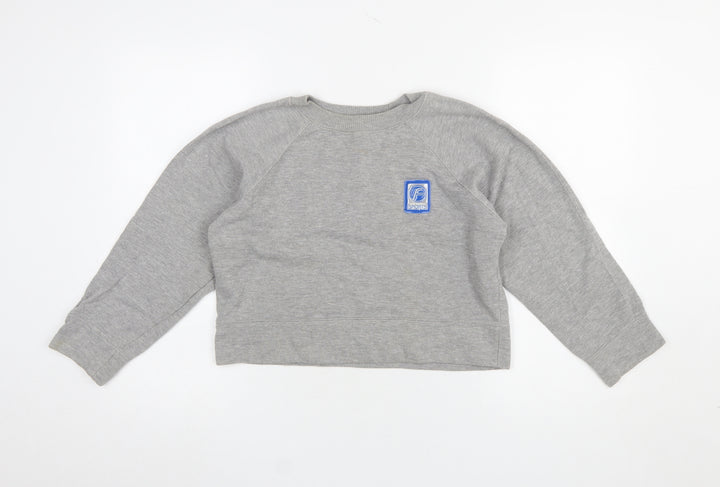 Miss Selfridge Womens Grey Cotton Blend Crew Neck Sweatshirt S/M