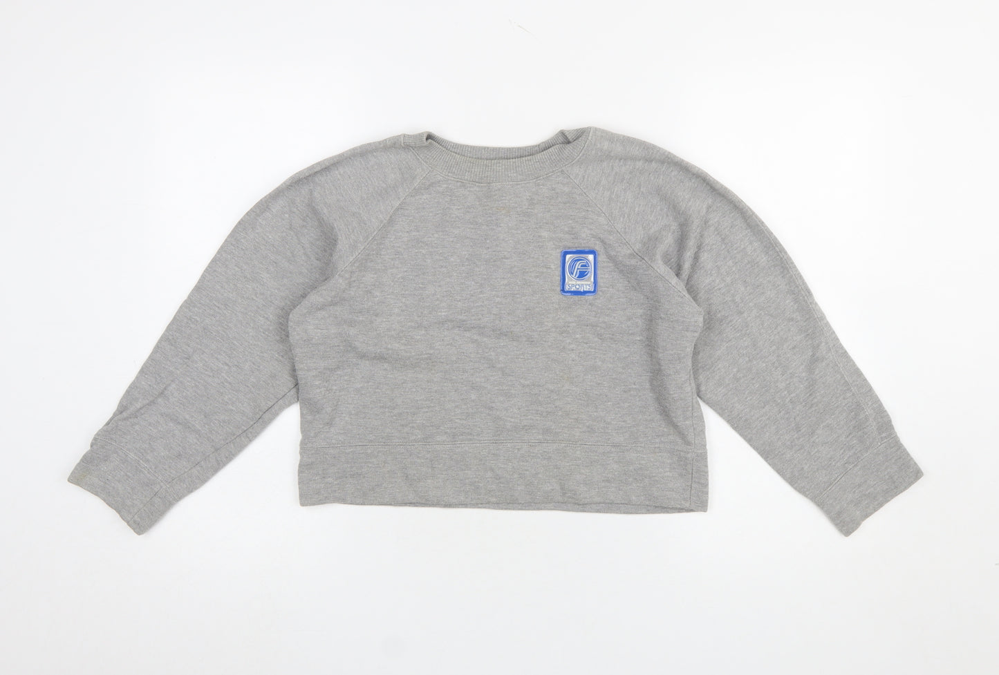 Miss Selfridge Womens Grey Cotton Blend Crew Neck Sweatshirt S/M