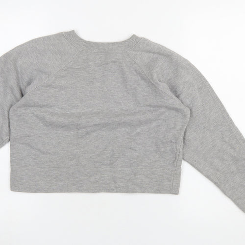 Miss Selfridge Womens Grey Cotton Blend Crew Neck Sweatshirt S/M