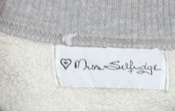 Miss Selfridge Womens Grey Cotton Blend Crew Neck Sweatshirt S/M
